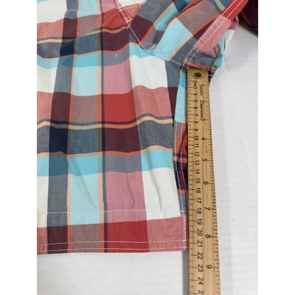 Hollister Board Shorts Mens M‎ Plaid Red Blue Cargo Swim Trunks Surf Skate Y2K
